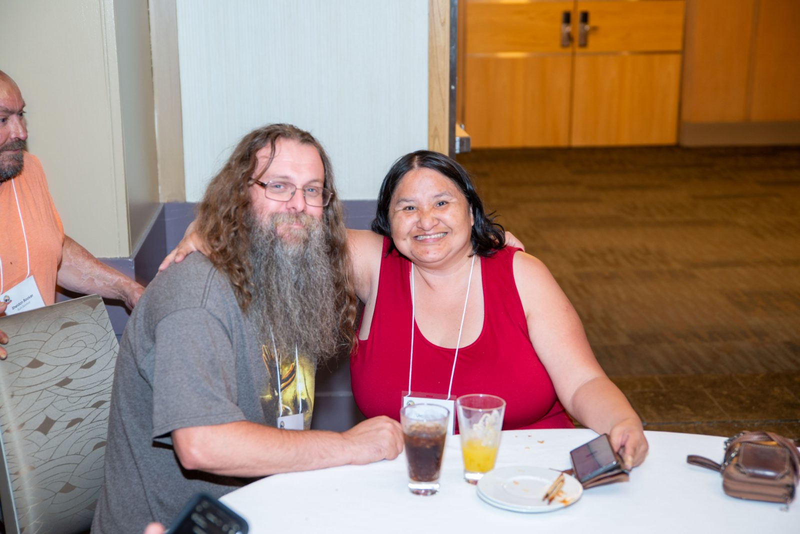 Two survivors sitting together at the National Forum